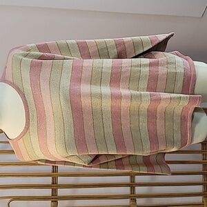 Tribeca Studio vintage sweater XL pink tan metallic shimmer gold